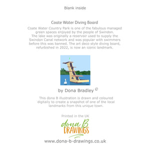 Swindon Coate Water Diving Board greetings card