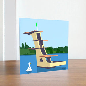 Swindon Coate Water Diving Board greetings card