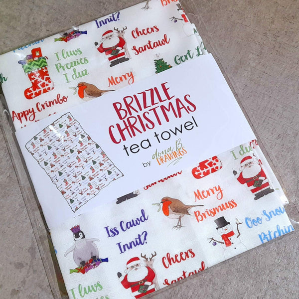 Load image into Gallery viewer, Bristol (Brizzle) Christmas Tea Towel / Sustainable Gift Wrap