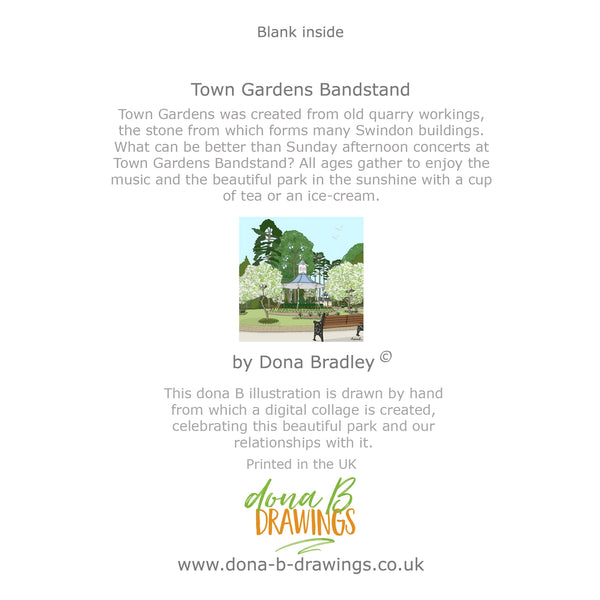 Load image into Gallery viewer, Swindon Town Gardens Bandstand greetings card