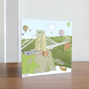 Bristol Suspension Bridge & Balloons greetings card