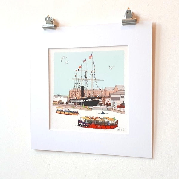 Load image into Gallery viewer, Bristol SS Great Britain & Harbour Mounted Print