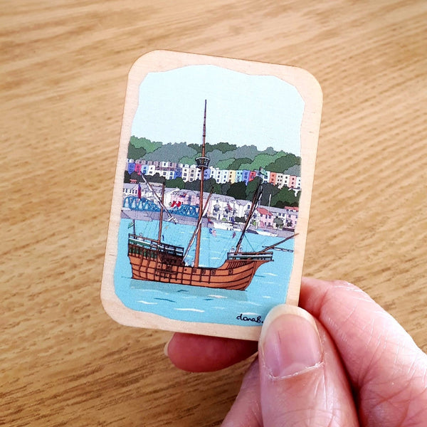 Load image into Gallery viewer, Bristol Wooden Magnet - Bristol Matthew & Colourful Houses