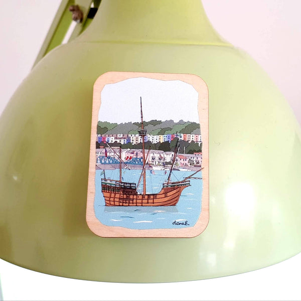 Load image into Gallery viewer, Bristol Wooden Magnet - Bristol Matthew & Colourful Houses