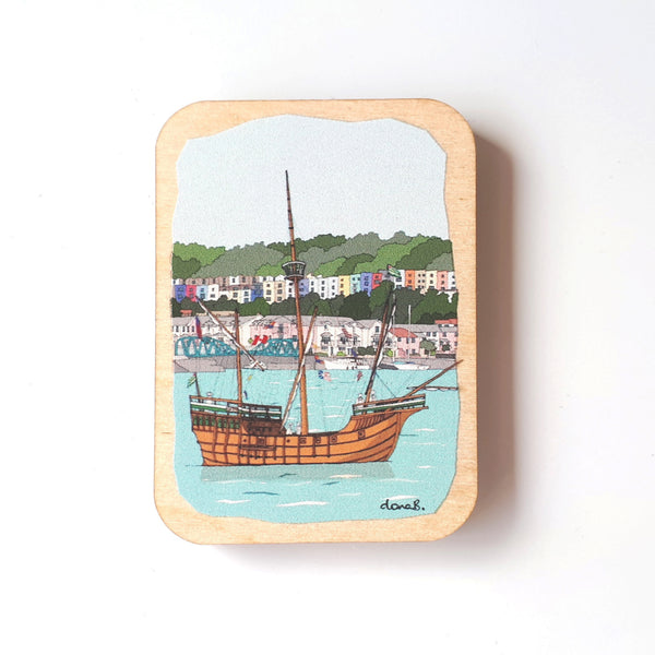 Load image into Gallery viewer, Bristol Wooden Magnet - Bristol Matthew & Colourful Houses