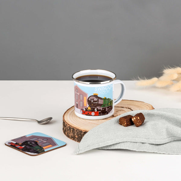 Load image into Gallery viewer, Swindon Enamel Mug - Steaming Swindon