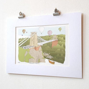 Bristol Suspension Bridge & Balloons Mounted Print