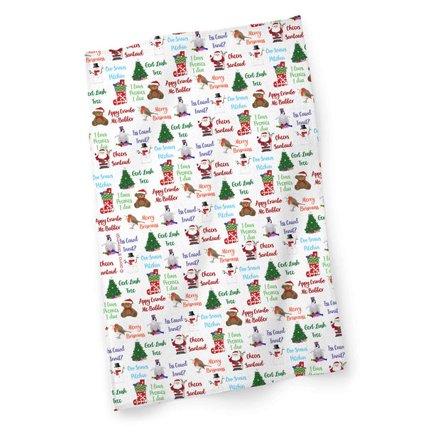 Load image into Gallery viewer, Bristol (Brizzle) Christmas Tea Towel / Sustainable Gift Wrap
