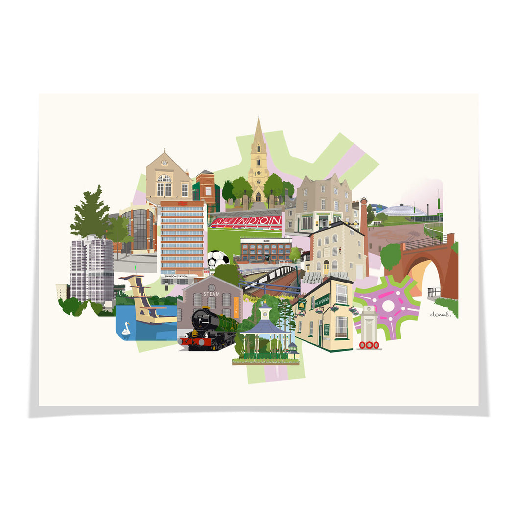 Swindon Highlights Collage A3 Print