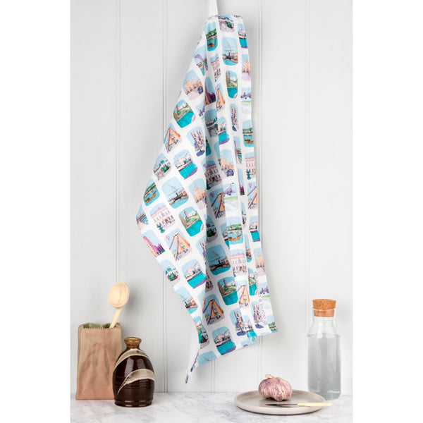 Load image into Gallery viewer, Bristol Tea Towel - Sketches Stripe
