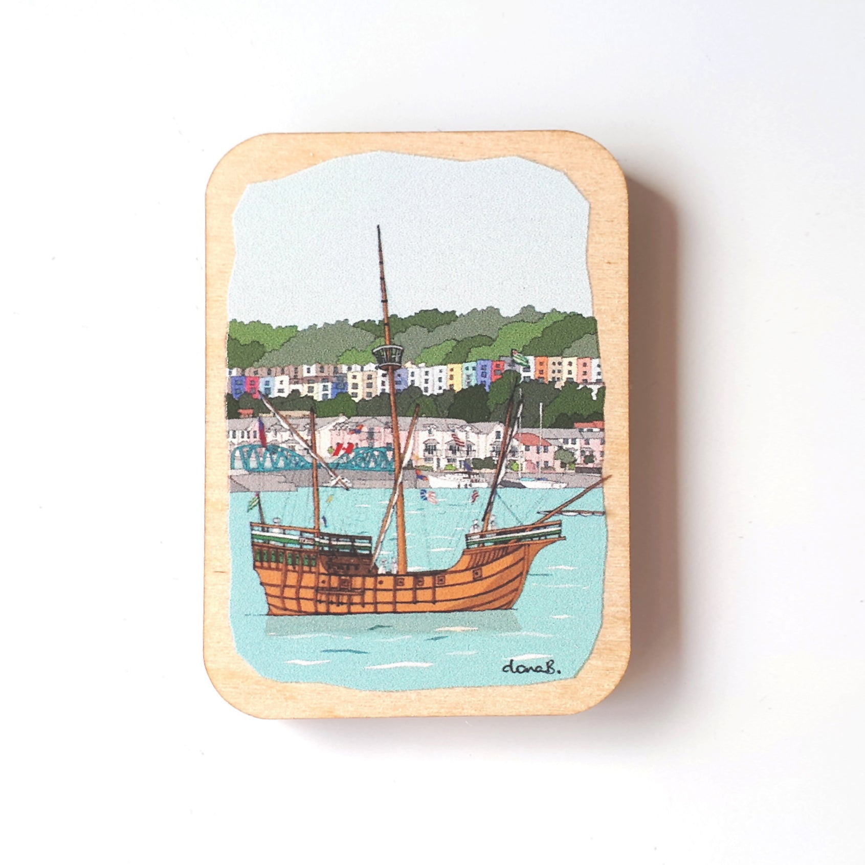 Bristol Wooden Magnet - Bristol Matthew & Colourful Houses