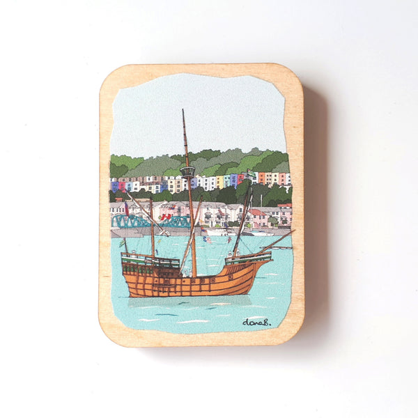 Load image into Gallery viewer, Bristol Wooden Magnet - Bristol Matthew &amp; Colourful Houses
