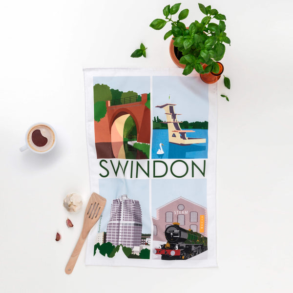 Load image into Gallery viewer, Swindon Tea Towel - Swindon Highlights
