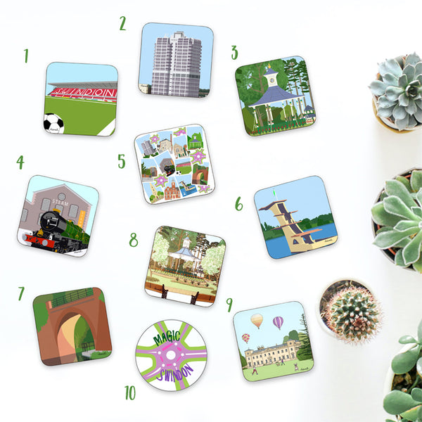 Load image into Gallery viewer, Swindon Coasters - sets of 4 or 6

