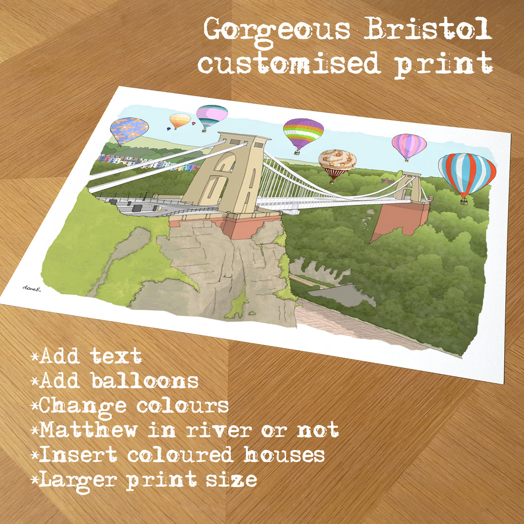 Bristol Suspension Bridge & Balloons Customised Print