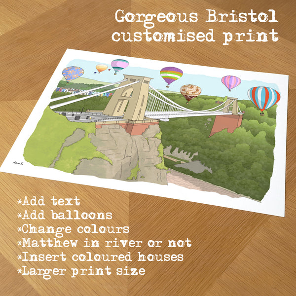 Load image into Gallery viewer, Bristol Suspension Bridge &amp; Balloons Customised Print
