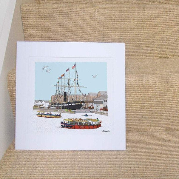 Load image into Gallery viewer, Bristol SS Great Britain &amp; Harbour Mounted Print
