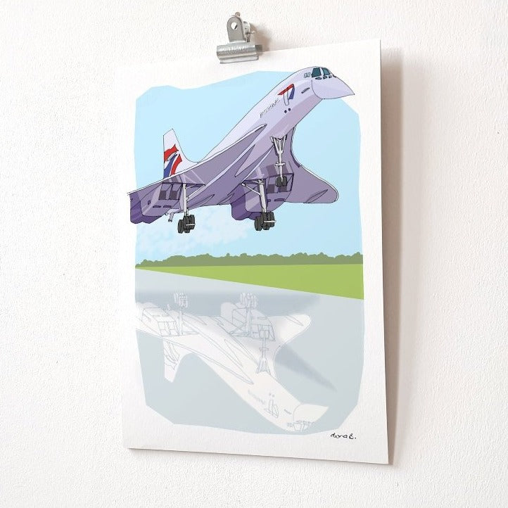 Concorde landing A4 print
