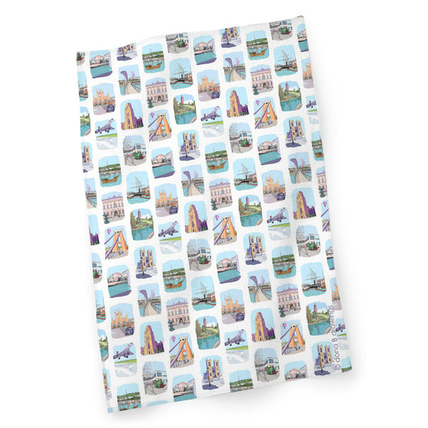 Load image into Gallery viewer, Bristol Tea Towel - Sketches Stripe
