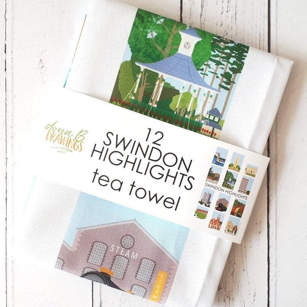 Load image into Gallery viewer, Swindon Tea Towel - Swindon Highlights 12
