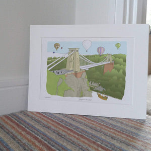 Bristol Suspension Bridge & Balloons Mounted Print