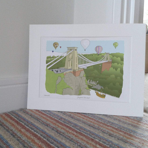Load image into Gallery viewer, Bristol Suspension Bridge &amp; Balloons Mounted Print
